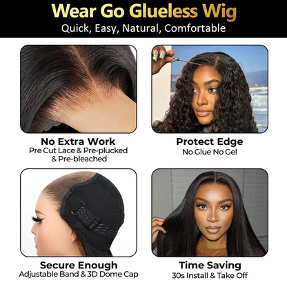UP TO 70%OFF🔥Pre-Cut Lace Kinky Straight 360 Full Lace Frontal Glueless Wig With Invisi Drawstring Pre Plucked Human Hair Wig