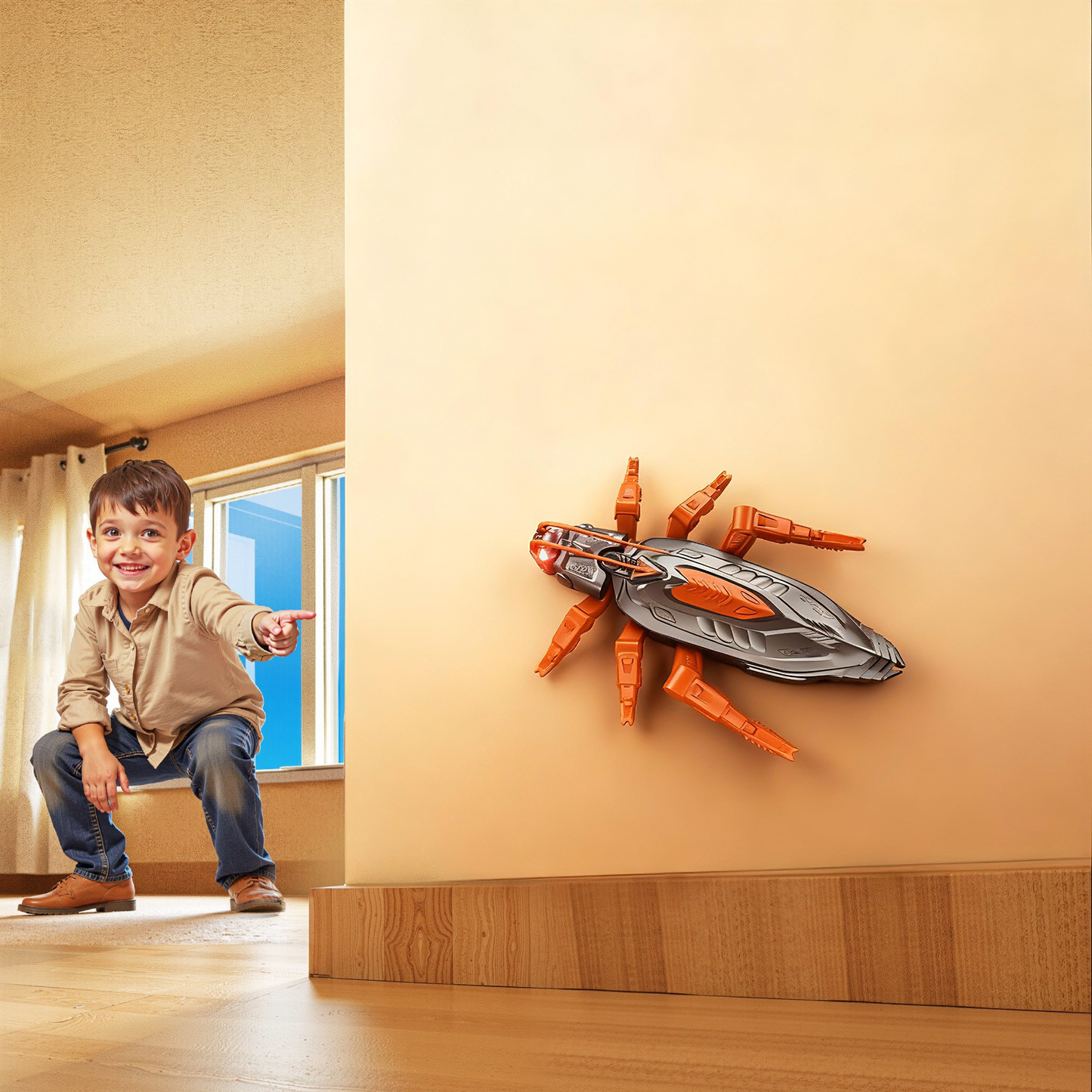 LOVILDS Wall Crawler Gecko - LED RC Toy for Indoor Family Fun & Prank Gifts